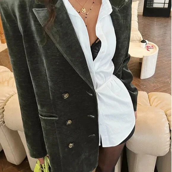 Commnse Retro Velvet Blazer Sz L - Picture 6 of 8